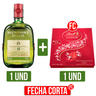 Buchanan’s Deluxe whisky escocés 12 años x750 ml + Lindt Lindor Milk Caja x100gr