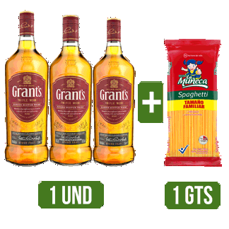 1Un Whisky Grant’s Triple Wood (1000ml/700ml/350ml) + 1Un Spaguetti x1000gr