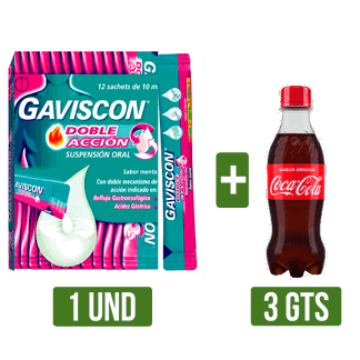 Gaviscon Doble Accion Sachet x12Un Gts 3Un Gaseosa Coca-Cola Botella Pet x250ml
