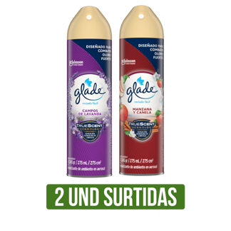 2Un Glade Aerosol (Lavanda / Manzana Canela / Frutos Rojos) x275ml