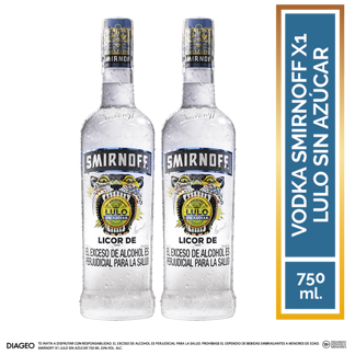 2Un Vodka Smirnoff X1 Lulo Botella Sin Azucar x750ml