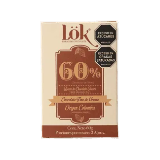 Barra De Chocolate Lok 60% Origen Colombia x60gr