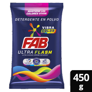 Detergente En Polvo Fab Ultra Flash x450gr