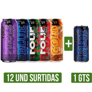 12Un Fourloko Surtido (Sandia/Ponche/Gold/Purple/Blue)x473ml Gts Fourloko Surtido x355ml