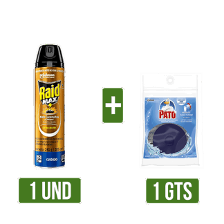 1Un Raid Insecticida Aerosol x285ml Gts Pato Tanque Pastilla Marina x1 Repuesto x40gr