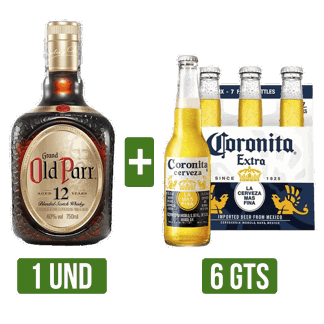 Whisky Old Parr x750ml Gts 6Un cervezas coronita x210ml