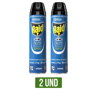 2Un Insecticida Raid Aerosol Elimina Voladores x285ml