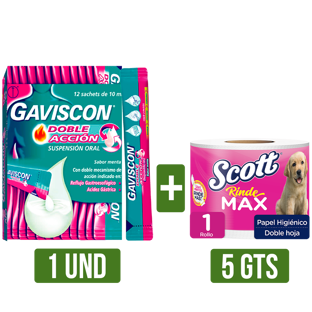 Gaviscon Doble Accion Sachet Gts 5Un Papel Higiénico Scott Rindemax