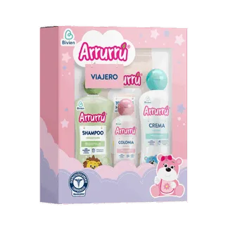 Estuche Arrurrú Viajero Rosa (Toallitas x10Un / Colonia x60ml / Crema x120ml / Shampoo x120ml)