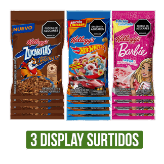 3Display (Zucaritas Chocolate x30gr/Zucarias Mix x30gr/Barbie x25gr/Hot Wheels x25gr)