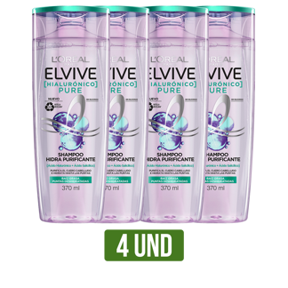 4Un Shampoo Loreal Elvive Pure x370ml