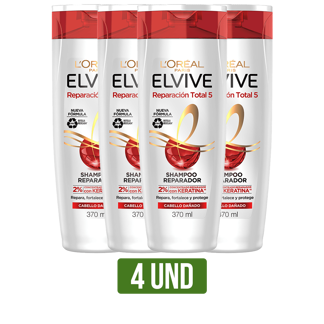 4Un Shampoo Elvive Reparación Total 5 x370ml