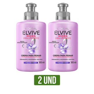 2Un Crema Para Peinar Elvive Hidra Hialuronico x300ml