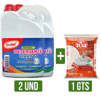 2Un Detergente Líquido Biodegradable Frotex x4000ml Gts Arroz Roa Fortiplus x500gr