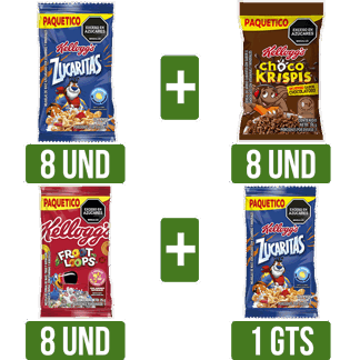 Cereal Kellog 1Display(Zuca30gr+Krispis30gr+Loops25gr) Gts Cereal Zucaritas x30gr