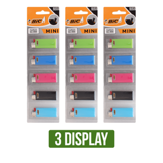 3Display Encendedor Bic Mini J5 x5Un