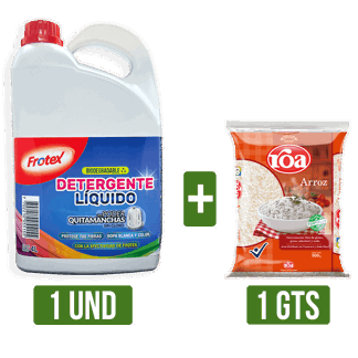 Detergente Líquido Biodegradable Frotex x4000ml Gts Arroz Roa Fortiplus x500gr