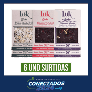 6Un Chocolate Bark Lok(Mani almendra/Arandanos y Sal Rosada/Arandanos y Pistacho)x85gr