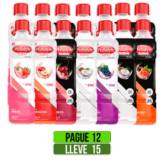 Pague 12 Lleve 15 Pedialyte Max Zinc Surtido x500ml