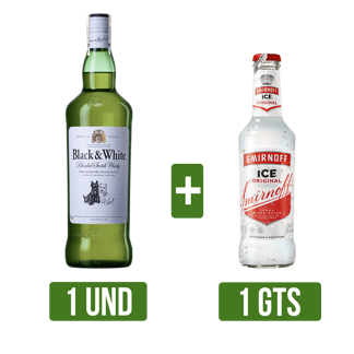 Whisky Black & White x1000ml Gts Smirnoff ice x275 ml