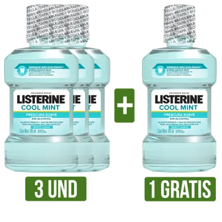 3Und Enjuague Bucal Listerine Gts Enjuague Bucal Listerine (Zero Menta Suave x180ml)