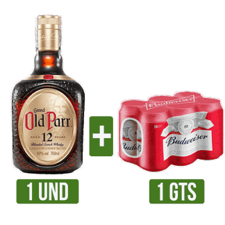 Whisky Old Parr 12años x750ml Gts Six Pack Budweiser Lata 269ml