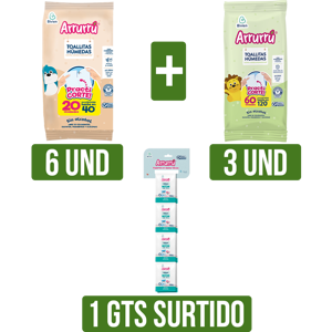 6UnToallitasArrurrúAvena&Karitex20To +3UnToallitasAloe&Manzanillax60To GtsShampoo o Crema Arrurrú