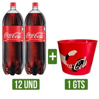 12Un Gaseosa Coca Cola Botella Pet x3000ml Gts Bowls Crispetas