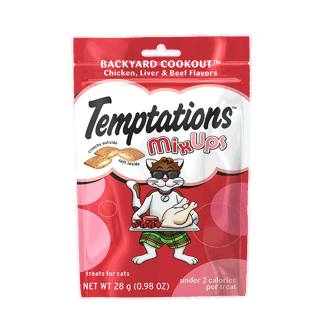 Snack Para Gato Temptations Mixups Sabor Pollo, Hígado Y Ternera x28.3gr