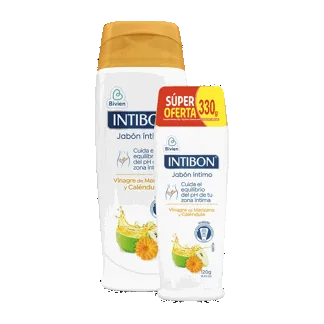 Oferta (Jabón Intimo Intibon Vinagre De Manzana y Calendula x210gr + Jabón Intimo x120gr)