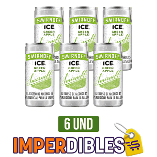 6un Vodka Smirnoff Ice Green Apple Lata x250ml