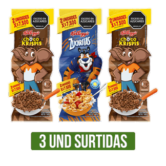 3Un Oferta(Cereal Kellogg Zucaritas/Choco Krispis Dual Mega x180gr)