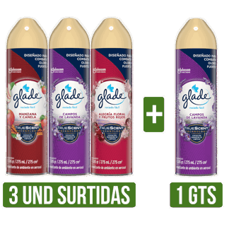3AmbieGladeAerox275ml(FrutosRojos/ManzaCanela/LavaN)GtsAmbieGladeAerox275ml(Lavanda/Manzana)