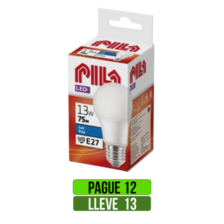 Pague 12 lleve 13 Bombillos Led Pila 13W E27 Luz Clara