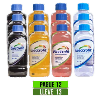 Pague 12 lleve 13Und surtidas Suero Rehidratante Electrolit x625ml