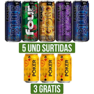 5Und Four Loko Surtido x355ml Gts 3Und Cerveza Poker x330ml