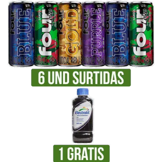 6Und Four Loko Surtido x355ml Gts 1Un Electrolit Surtido x625ml UNI
