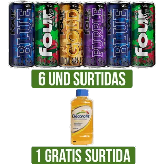 6Und Four Loko Surtido x355ml Gts 1Un Electrolit Surtido x625ml UNI