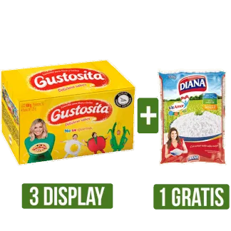 3Display Margarina Gustosita Barra x4Und x125gr Gts 1Und Arroz Diana x500gr