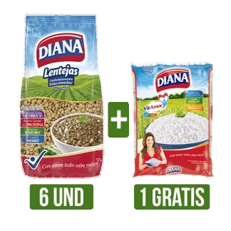 6Und Lenteja Diana x500gr Gts 1Und Arroz Diana x500gr
