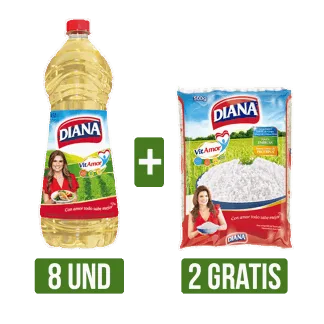 8Und Aceite Diana Vitaminas x450ml Gts 2Und Arroz Diana x500gr