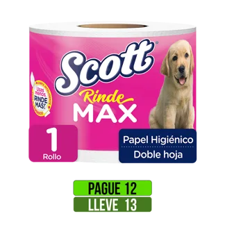 Pague 12 Lleve 13Und Papel Higiénico Scott Rindemax x1 Rollo