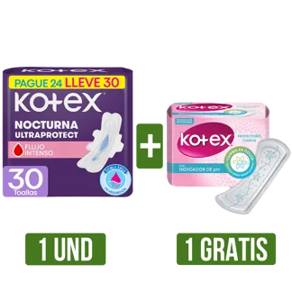 Oferta (Toalla Kotex Nocturna Tela Pague 24 Lleve 30) Gts Protector Kotex x15