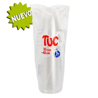 Vaso Tuc 9 Onzas Transparente x50Un