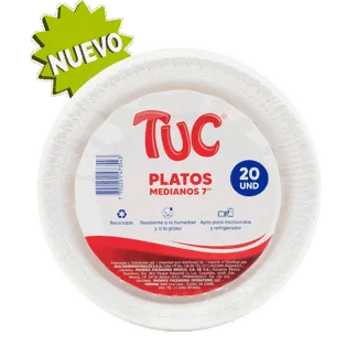 Plato Plástico Tuc 7" Blanco x20Un