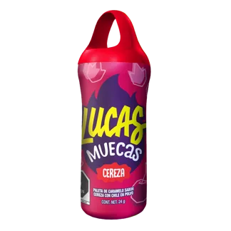 Paleta De Caramelo Lucas Muecas Sabor Cereza x24Dp x10Un x24gr