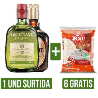 Whisky (Buchanans DLuxe/Old Parr 12años) x750ml Gts 6Und Arroz Roa Fortiplus x500gr