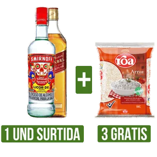 ( Whisky JWalker RedLabel 700ml/Vodka Smirnoff Tamar 750ml) Gts 3Und Arroz Roa Fortiplus x500gr