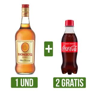 Brandy Domecq x750ml Gts 2 Und Gaseosa Coca-Cola Botella Pet x250ml
