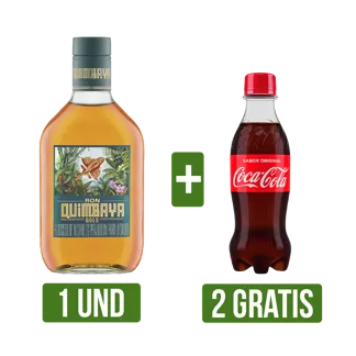 Ron Quimbaya Gold x375ml Gts 2 Und Gaseosa Coca-Cola Botella Pet x250ml